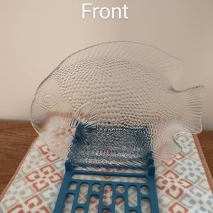 Glass fish tray 10" wide x 8 1/2" high